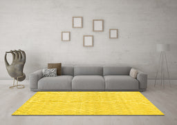 Machine Washable Abstract Yellow Contemporary Rug in a Living Room, wshcon451yw