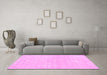 Machine Washable Abstract Pink Contemporary Rug in a Living Room, wshcon451pnk