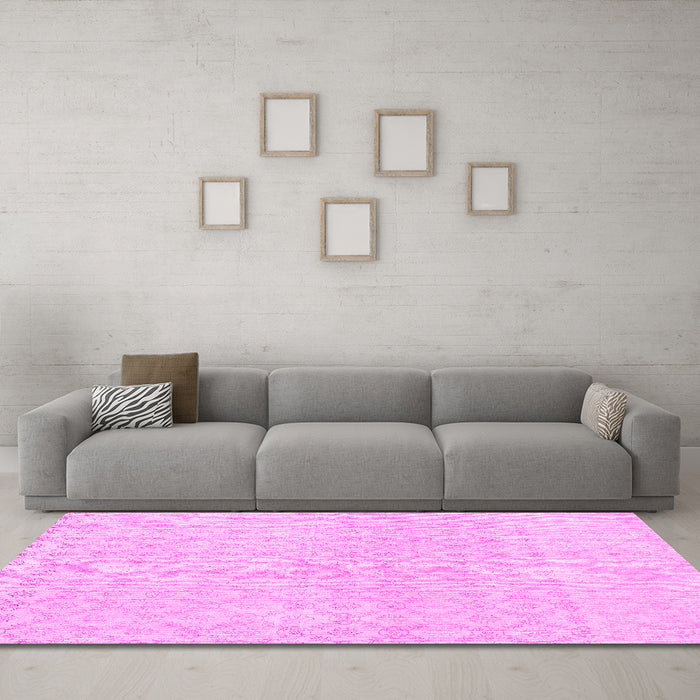 Machine Washable Abstract Pink Contemporary Rug in a Living Room, wshcon451pnk