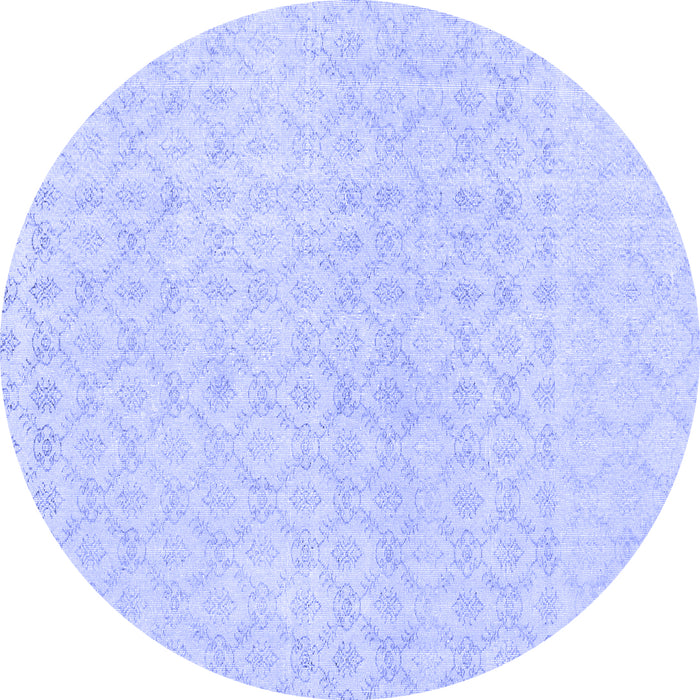 Round Abstract Blue Contemporary Rug, con451blu