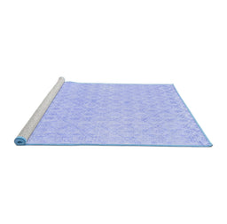 Sideview of Machine Washable Abstract Blue Contemporary Rug, wshcon451blu