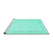 Sideview of Machine Washable Abstract Turquoise Contemporary Area Rugs, wshcon452turq