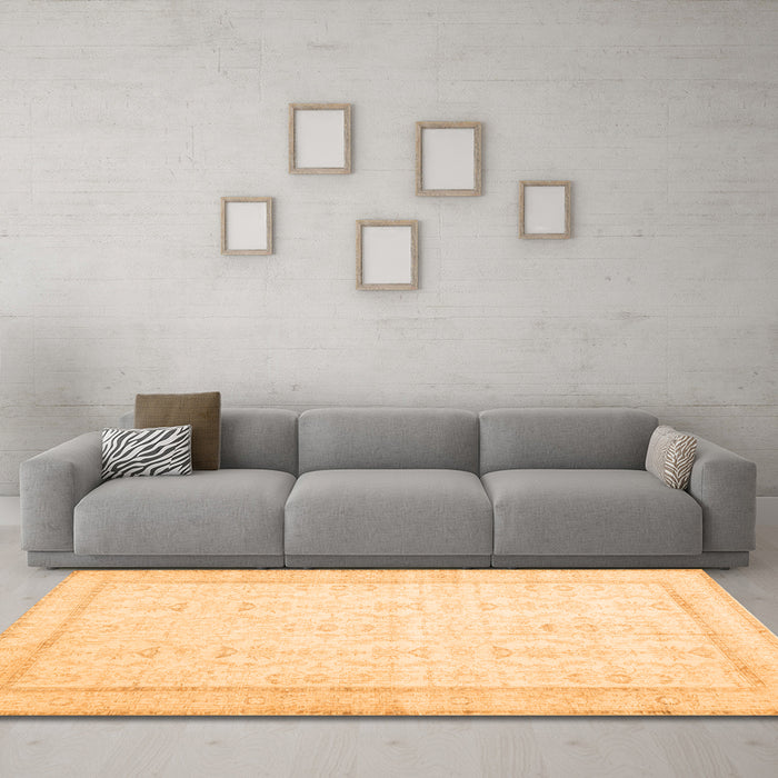 Machine Washable Abstract Orange Contemporary Area Rugs in a Living Room, wshcon452org