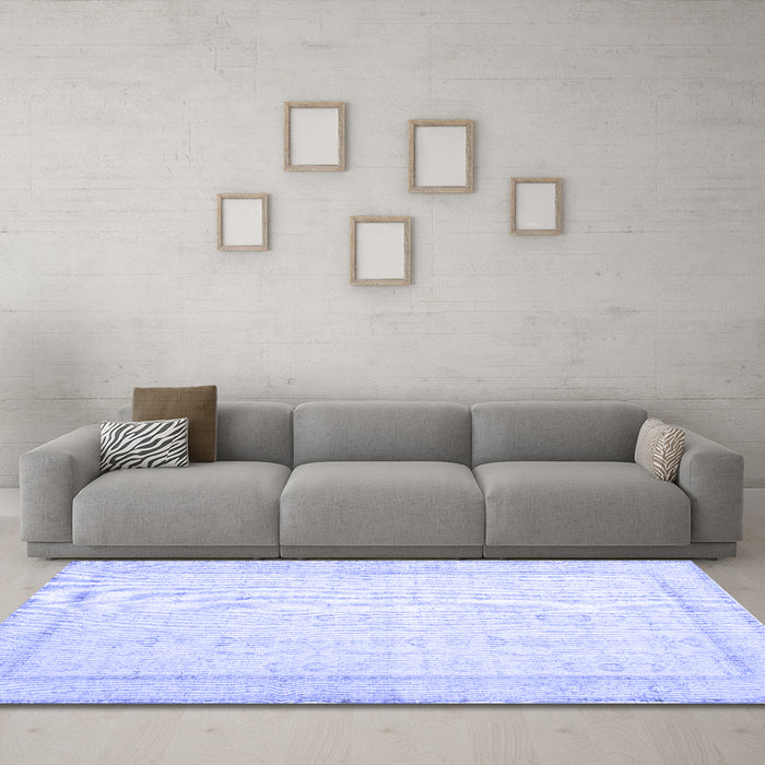 Machine Washable Abstract Blue Contemporary Rug in a Living Room, wshcon452blu