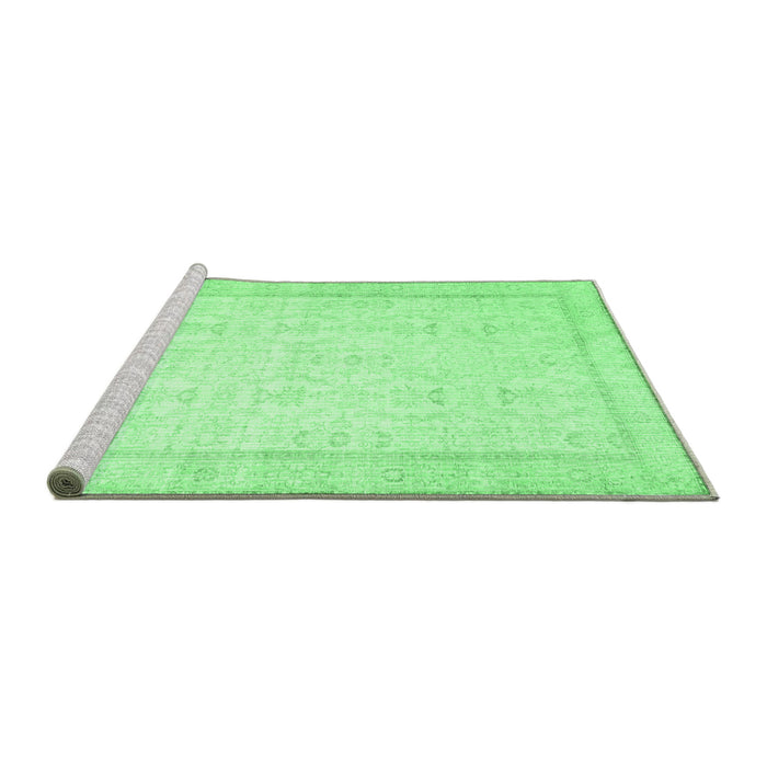 Sideview of Machine Washable Abstract Emerald Green Contemporary Area Rugs, wshcon452emgrn