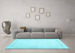 Machine Washable Abstract Light Blue Contemporary Rug in a Living Room, wshcon452lblu