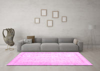 Machine Washable Abstract Pink Contemporary Rug, wshcon452pnk