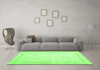 Machine Washable Abstract Green Contemporary Rug, wshcon452grn