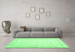 Machine Washable Abstract Emerald Green Contemporary Area Rugs in a Living Room,, wshcon452emgrn