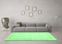 Machine Washable Abstract Emerald Green Contemporary Area Rugs in a Living Room,, wshcon452emgrn