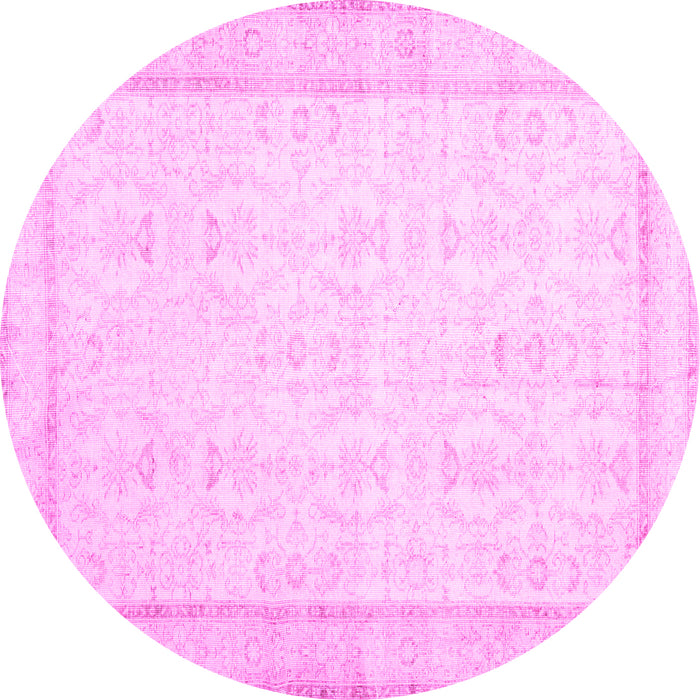 Round Machine Washable Abstract Pink Contemporary Rug, wshcon452pnk