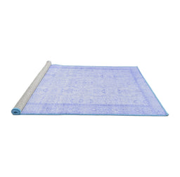 Sideview of Machine Washable Abstract Blue Contemporary Rug, wshcon452blu