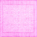 Square Machine Washable Abstract Pink Contemporary Rug, wshcon452pnk