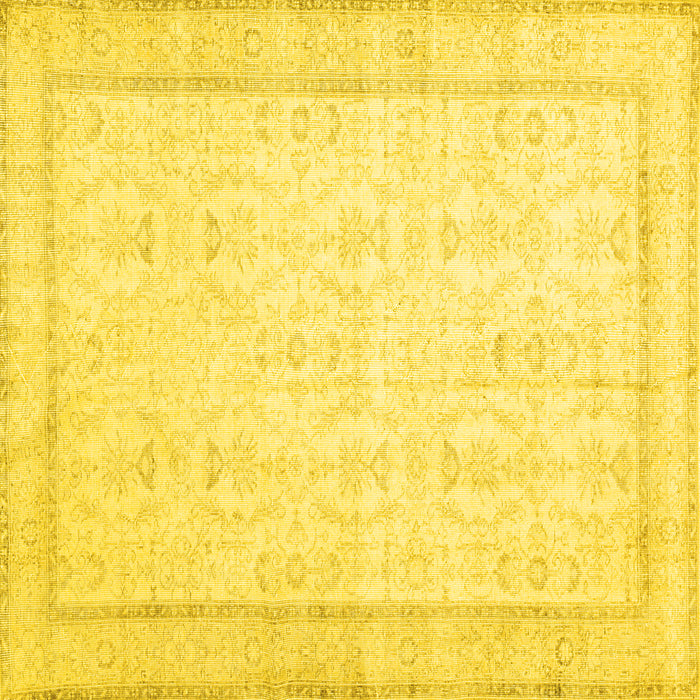 Square Machine Washable Abstract Yellow Contemporary Rug, wshcon452yw