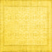 Square Machine Washable Abstract Yellow Contemporary Rug, wshcon452yw