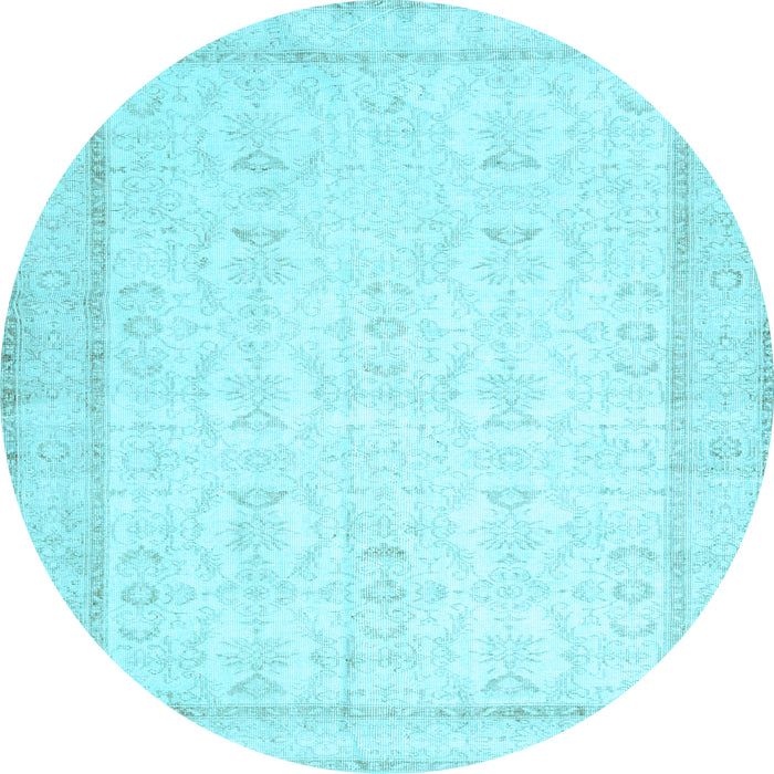 Round Abstract Light Blue Contemporary Rug, con452lblu