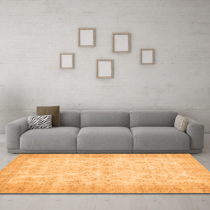 Machine Washable Abstract Orange Contemporary Area Rugs in a Living Room, wshcon453org