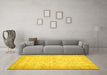 Machine Washable Abstract Yellow Contemporary Rug in a Living Room, wshcon453yw