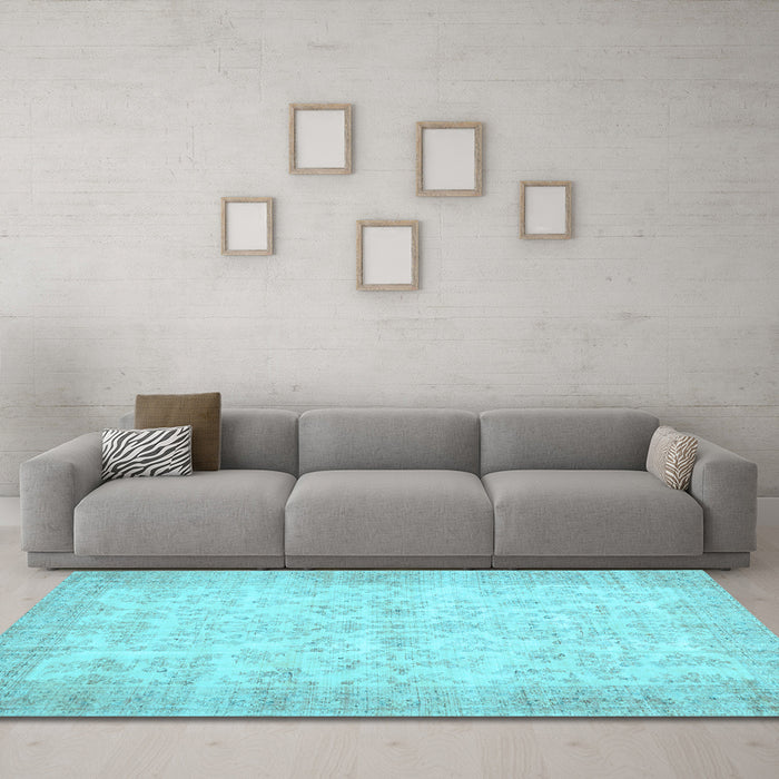 Machine Washable Abstract Light Blue Contemporary Rug in a Living Room, wshcon453lblu