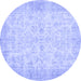 Round Abstract Blue Contemporary Rug, con453blu