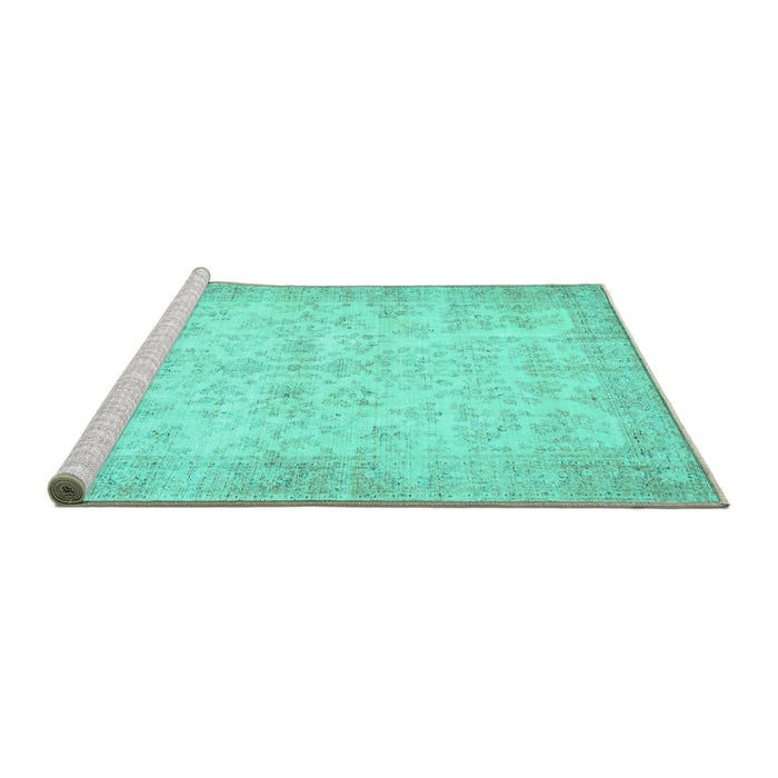 Sideview of Machine Washable Abstract Turquoise Contemporary Area Rugs, wshcon453turq