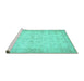 Sideview of Machine Washable Abstract Turquoise Contemporary Area Rugs, wshcon453turq