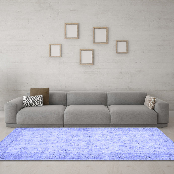 Machine Washable Abstract Blue Contemporary Rug in a Living Room, wshcon453blu
