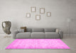 Machine Washable Abstract Pink Contemporary Rug in a Living Room, wshcon453pnk