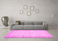 Machine Washable Abstract Pink Contemporary Rug, wshcon453pnk