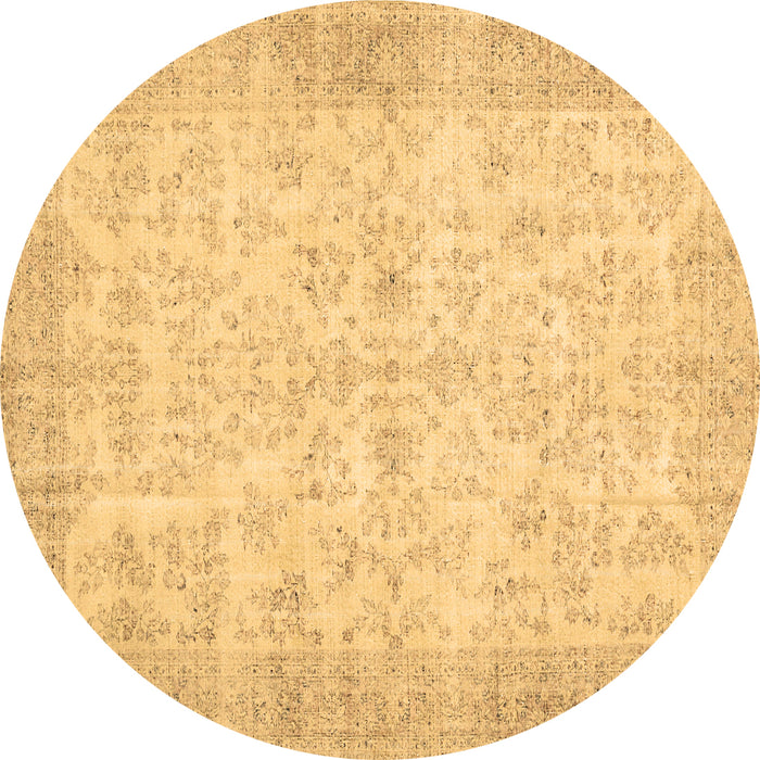 Round Abstract Brown Contemporary Rug, con453brn