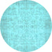 Round Machine Washable Abstract Light Blue Contemporary Rug, wshcon453lblu