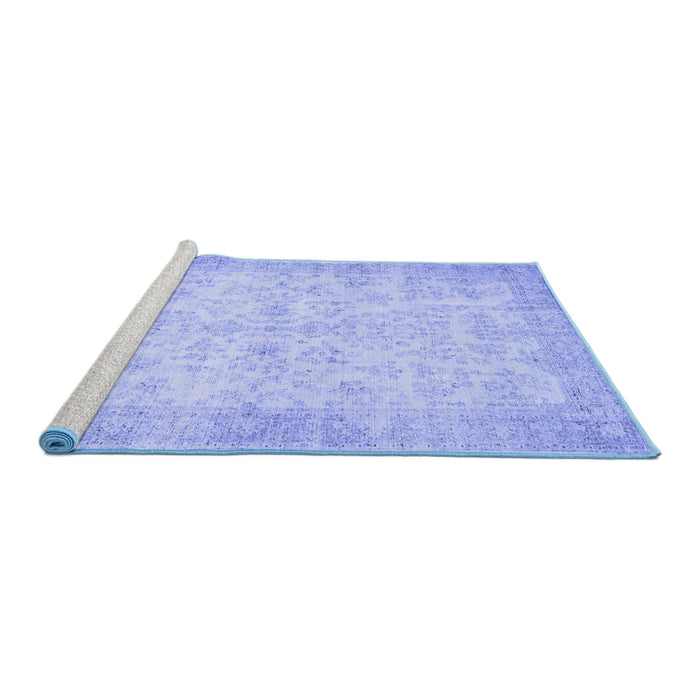 Sideview of Machine Washable Abstract Blue Contemporary Rug, wshcon453blu