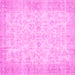 Square Machine Washable Abstract Pink Contemporary Rug, wshcon453pnk