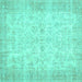 Square Abstract Turquoise Contemporary Rug, con453turq