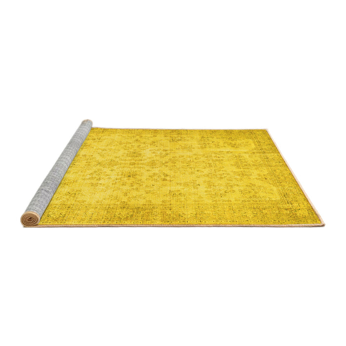Sideview of Machine Washable Abstract Yellow Contemporary Rug, wshcon453yw
