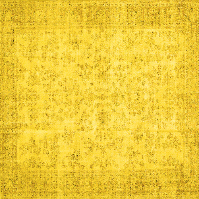 Square Abstract Yellow Contemporary Rug, con453yw