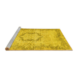 Sideview of Machine Washable Abstract Yellow Contemporary Rug, wshcon454yw