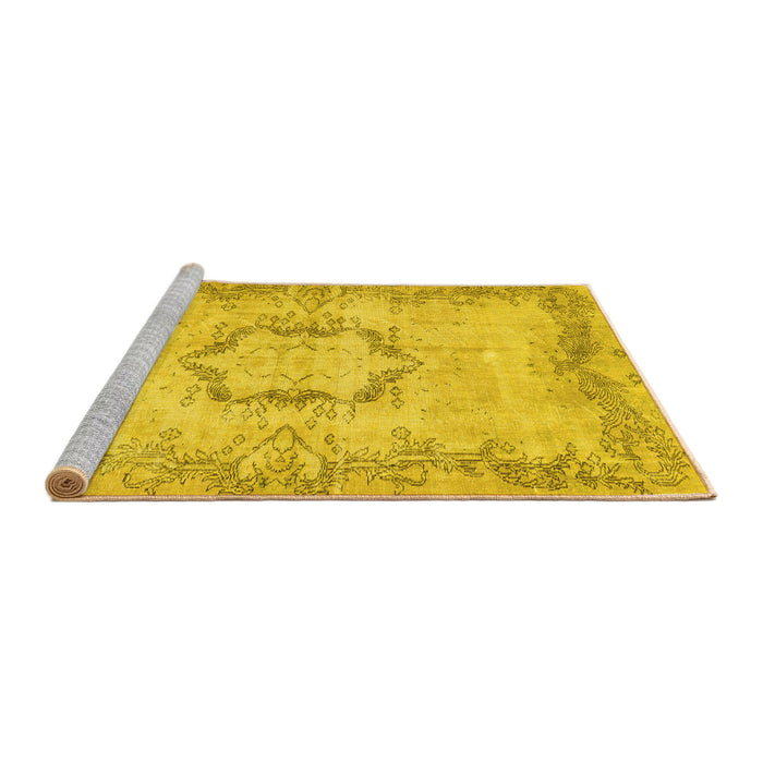 Sideview of Machine Washable Abstract Yellow Contemporary Rug, wshcon454yw
