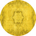 Round Abstract Yellow Contemporary Rug, con454yw