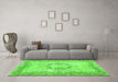 Machine Washable Abstract Green Contemporary Area Rugs in a Living Room,, wshcon454grn