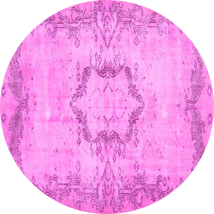Round Abstract Pink Contemporary Rug, con454pnk