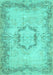 Machine Washable Abstract Turquoise Contemporary Area Rugs, wshcon454turq