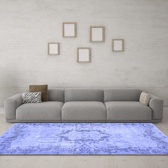 Machine Washable Abstract Blue Contemporary Rug in a Living Room, wshcon454blu