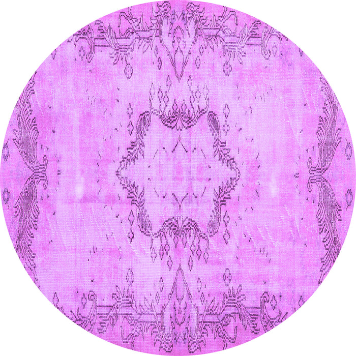 Round Abstract Purple Contemporary Rug, con454pur