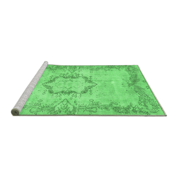 Sideview of Machine Washable Abstract Emerald Green Contemporary Area Rugs, wshcon454emgrn