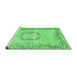 Sideview of Machine Washable Abstract Emerald Green Contemporary Area Rugs, wshcon454emgrn