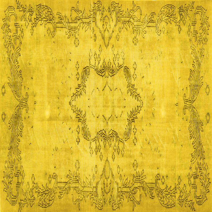 Square Machine Washable Abstract Yellow Contemporary Rug, wshcon454yw