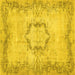 Square Machine Washable Abstract Yellow Contemporary Rug, wshcon454yw