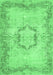 Machine Washable Abstract Emerald Green Contemporary Area Rugs, wshcon454emgrn