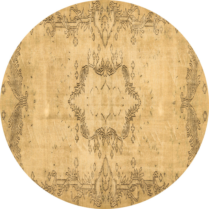 Round Abstract Brown Contemporary Rug, con454brn